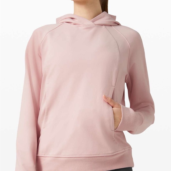 Lululemon Scuba Sz 10 Pink Cotton Terry Hooded Pullover Hoodie Top - Picture 2 of 11